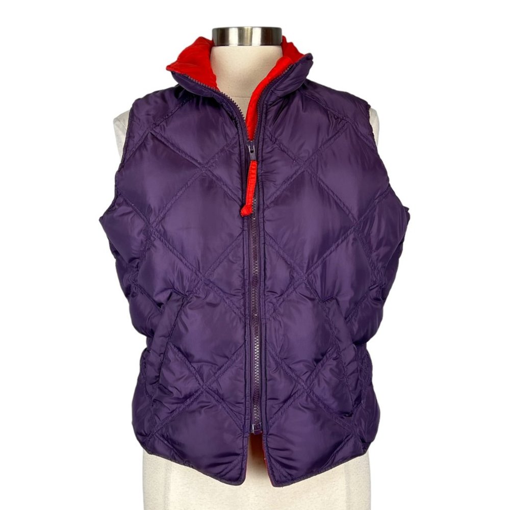 Eddie Bauer Womens Petite Purple Goose Down Puffer Vest Zip Quilted size Medium